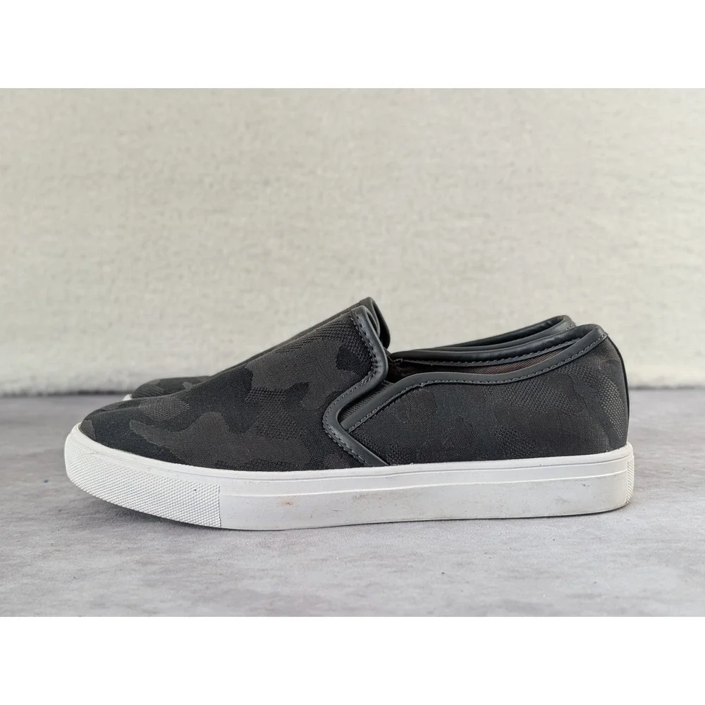 Steve Madden Benning Mens Camo Slip On Sneakers Black Grey BENN01M1 7.5M